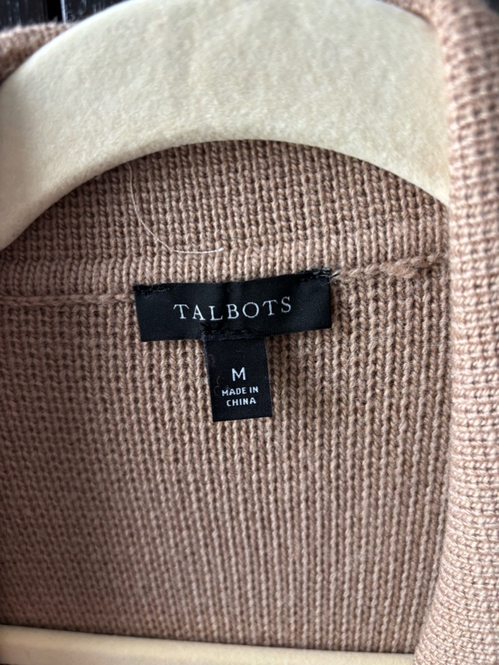 Talbots Camel Ribbed Open-Front Cardigan - Picture 2 of 3